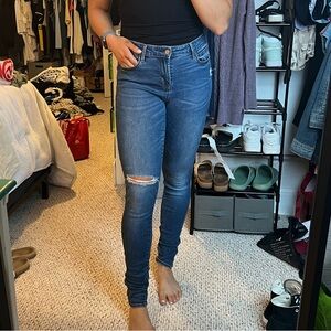 High-Rise Ripped Skinny Jeans